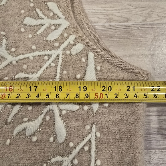 Coldwater Creek Wool Cardigan Vest Womens Large Embroidered Cable Knit VNeck Zip - Picture 6 of 9